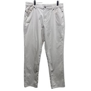 Coldwater Creek Wmns 12 Straight Leg Corduroy Stretch Trouser Pants Cream/Ivory